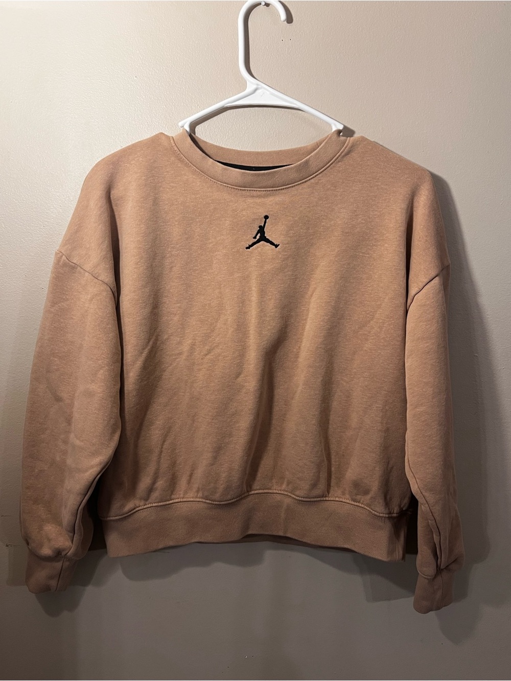 Jordan Crewneck Sweatshirt in Light Brown with Black Jumpman